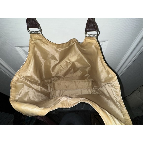 Neiman Marcus Gold Metallic Tote Python Snakeskin Shoulder Bag Purse Fish Scale - Picture 5 of 6